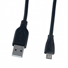 Perfeo USB вилка - microUSB вилка, черный, 0.5 м.