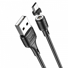  Магнитный hoco X52 USB вилка - microUSB вилка, 2.4A, черный, 1м. Передача данных не поддерживается.