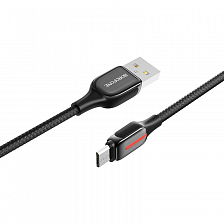 BOROFONE BU14 USB вилка - microUSB вилка, 2.4A, нейлон, черный, 1.2 м.