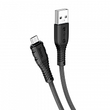 hoco X67 USB вилка - microUSB вилка, 2.4A, силикон, черный, 1 м