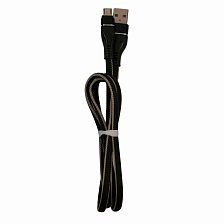 Smile WOLF USB вилка - microUSB вилка, ткань, плоский, черный, 1м