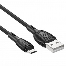 BOROFONE BX86 USB вилка - microUSB вилка, 2.4A, силикон, черный, 1 м.