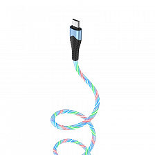 BOROFONE BU19 USB вилка - microUSB вилка, 2.4A, оптоволокно, синий, 1м.