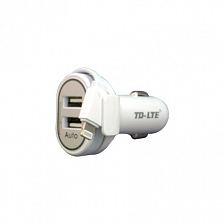 Автомобильное з/у iPhone (Lightning) + 2USB TD-LTE TD-C26 2.4A, скручивающийся шнур, белый