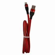 Smile WOLF USB вилка - microUSB вилка, ткань, плоский, красный, 1м