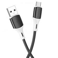 BOROFONE BX79 USB вилка - microUSB вилка, 2.4A, силикон, черный, 1 м.