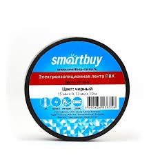 Изолента Smartbuy 0.13х15мм, 10м, черная