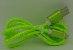 NOBRAND USB вилка - microUSB вилка, ткань, зеленый, 1 м