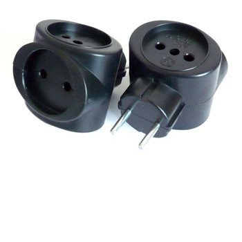 Тройник сетевой универсальный 6A, черный 