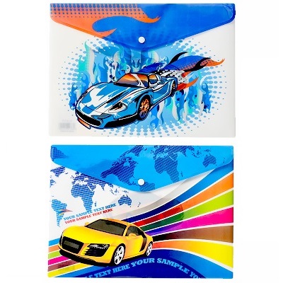 Папка на кнопке MAZARI CAR, 26х36 см, пластиковая, плотность 160 мкм, 2 дизайна