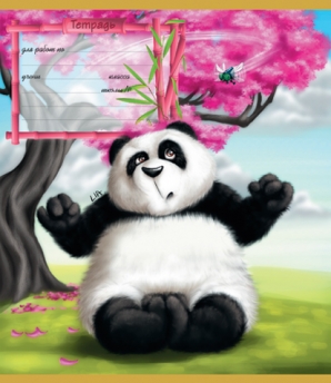 !Крупная клетка! 12 листов,  А5, скрепка, ВЕСЕЛАЯ ПАНДА,