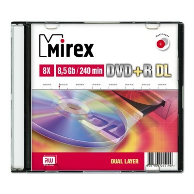 Двухслойный DVD+R DL Mirex 8.5Gb 8x Slim+