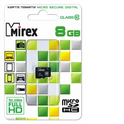 Карта памяти microSD Mirex 8Gb HC (Class 10)