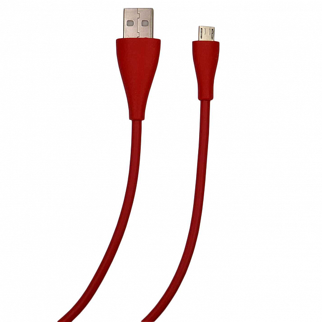 DK-2 USB вилка - microUSB вилка, 2.4А, силикон, красный, 1м