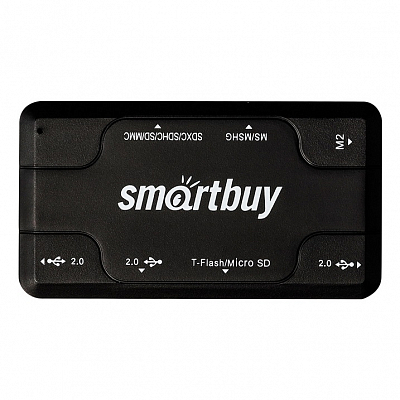 Картридер+HUB 3USB (SD+microSD+MS+M2) Smartbuy 750, черный