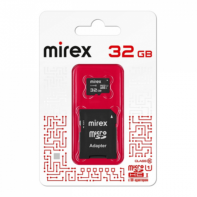 Карта памяти microSD Mirex 32Gb HC (Class 10, UHS-I) + адаптер