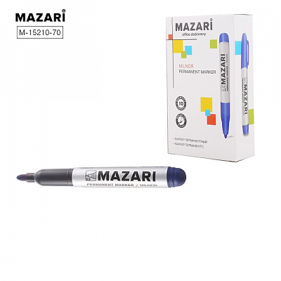 Маркер перманентный синий, 2.5мм, MAZARI MILNOR, пулевидный наконечник (10)