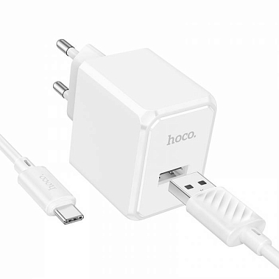 Универсальное сетевое з/у + кабель Type-C 1USB hoco CS11A, 10.5W, 2.1А, белый 