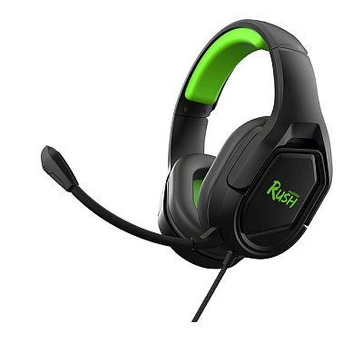 Наушники игровые Smartbuy RUSH STRIKE'EM, кабель 1м+1.5м, с микрофоном, черно-зеленый 