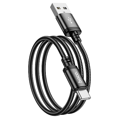 hoco X89 USB вилка - Type-C вилка, 3A, нейлон, черный, 1м