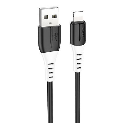 hoco X82 USB вилка - iPhone (Lightning) вилка, 2.4A, силикон, черный, 1м