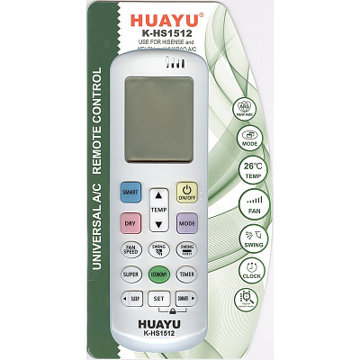 Пульт для кондиционера HUAYU K-HS1512 (для кондиционеров марки HISENSE, KELON, HUABAO)