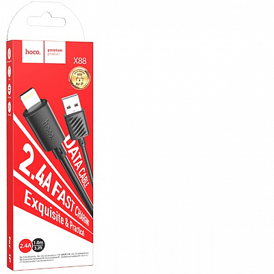 hoco X88 USB вилка - iPhone (Lightning) вилка, 2.4A, черный, 1м