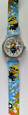 Часы детские Миньон, голубой ремешок