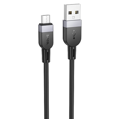 hoco X109 USB вилка - microUSB  вилка, 2.4A, силикон, черный, 1м