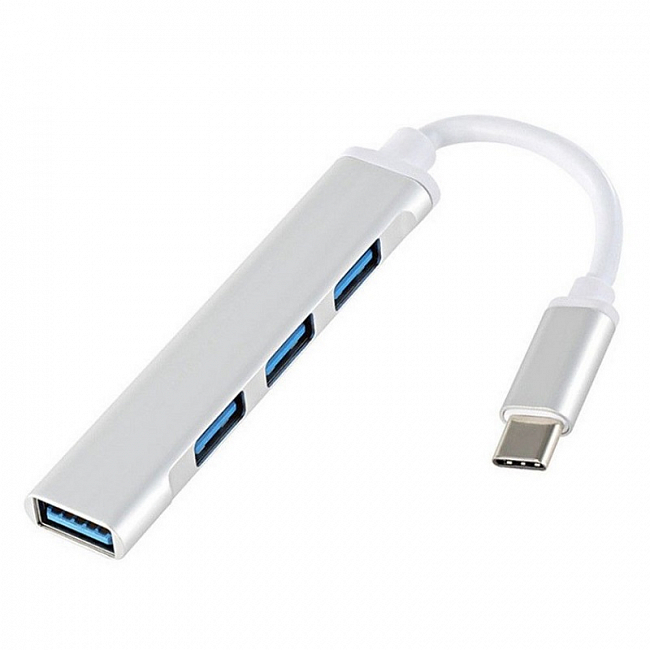 Разветвитель Type-C штекер на 4USB Dream QC072, серый
