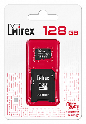Карта памяти microSD Mirex 128Gb XC (Class 10, UHS-I, U1) + адаптер