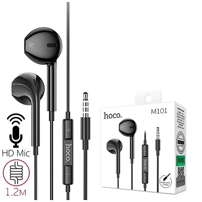 Наушники вкладыши hoco M101 с микрофоном, черный