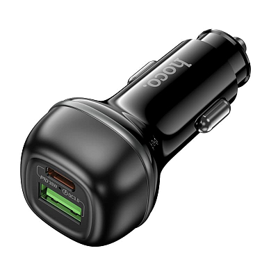 Универсальное авто з/у PD+USB hoco Z58A QC 3.0, PD 30W + USB 18W, 3A, черный 