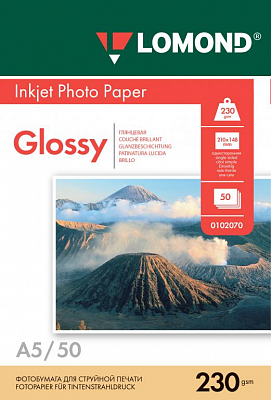 Фотобумага Lomond глянцевая А5 230 г/м 50 листов односторонняя