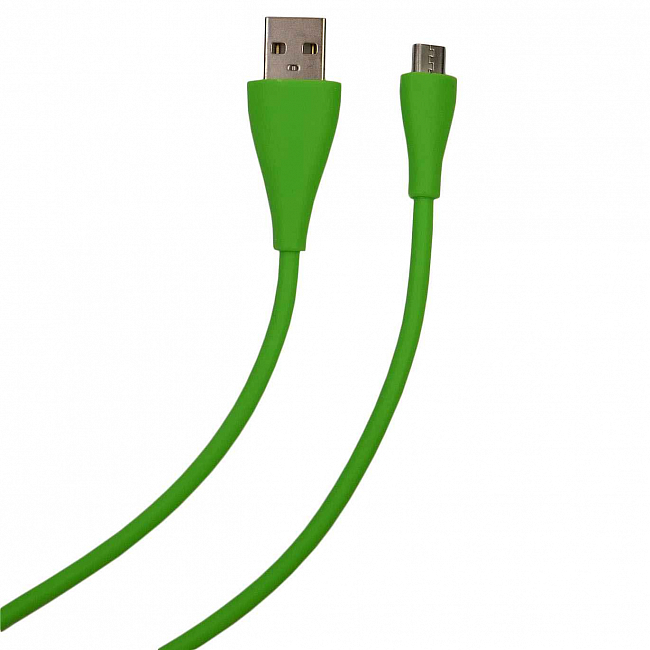 DK-2 USB вилка - microUSB вилка, 2.4А, силикон, зеленый, 1м