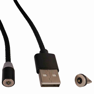 .Магнитный NOBRAND USB вилка - microUSB вилка, черный, 1м