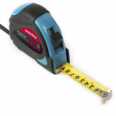 Рулетка измерительная, 7.5мх25мм, прорезиненный корпус, 2 фиксатора, усиленный зацеп, Smartbuy Tools