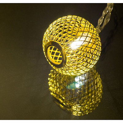 Perfeo Гирлянда светодиодная "ШАР 1", 10LED, металл, 1.5м, 2хАА