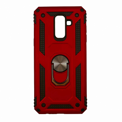 Чехол Samsung A6+ (2018) /J8 (2018) M1, кольцо и магнит, красный
