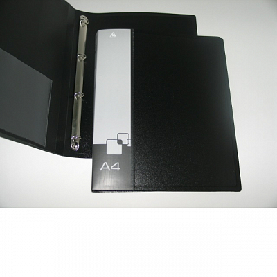 Папка на 4-х кольцах A4 18мм, 700мкм Бюрократ, черный