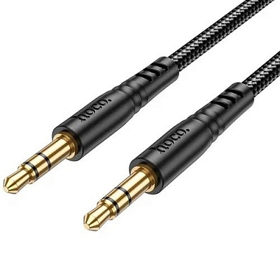 Кабель 3.5-3.5 hoco UPA24, 1 м, нейлон, черный, позолоченные контакты
