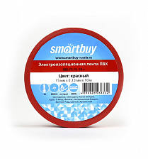 Изолента Smartbuy 0.13х15мм, 10м, красная