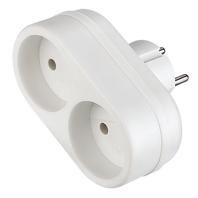 Разветвитель Perfeo RU POWER, 2 гнезда без заземления, 6А, 220В, белый