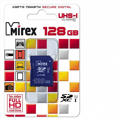 Карта памяти SDXС Mirex 128Gb (Class 10, UHS-I )