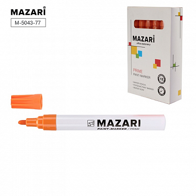 Маркер-краска MAZARI PRIME, ширина линии письма 2мм, оранжевый (12)