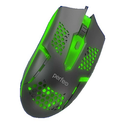 Мышь Perfeo SELL USB, Game Design, 4 кнопки, переключаемое разрешение, подсветка 7 цветов, черный