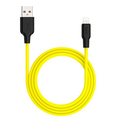 hoco X21 Plus USB вилка - iPhone (Lightning) вилка, 2.4 A, силикон, черно-желтый, 1м