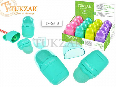 Точилка TUKZAR с ластиком 2 в 1, 4 цвета 