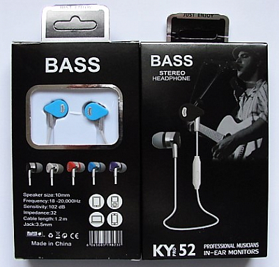 Наушники внутриканальные NOBRAND KY-52 с микрофоном, голубой