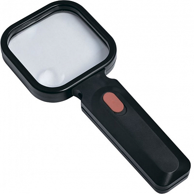 Увеличительное стекло (Лупа) Perfeo PF-ZM8080 бифокальная 3х, 6х, 80х80 мм, подсветка, пластик